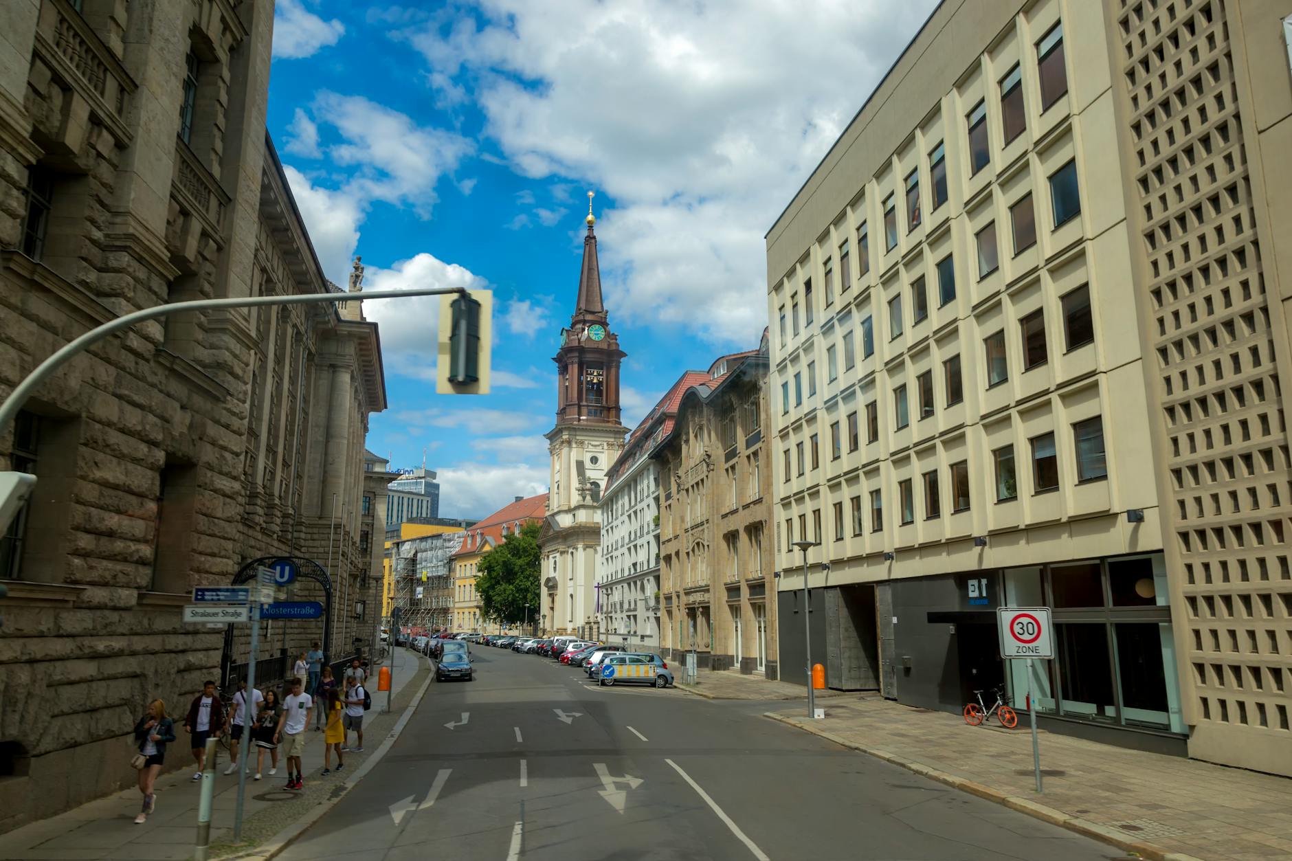 Beautiful architecture on a street in Berlin Mitte
