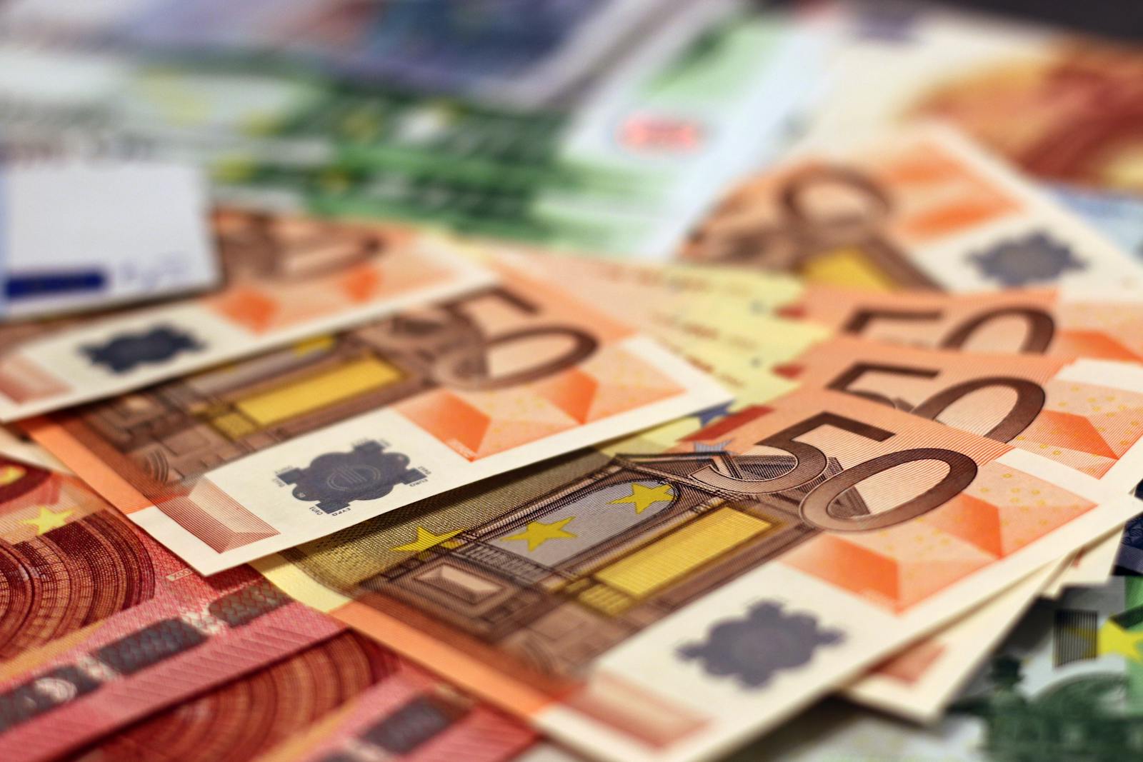 Stack of 50 euro banknotes