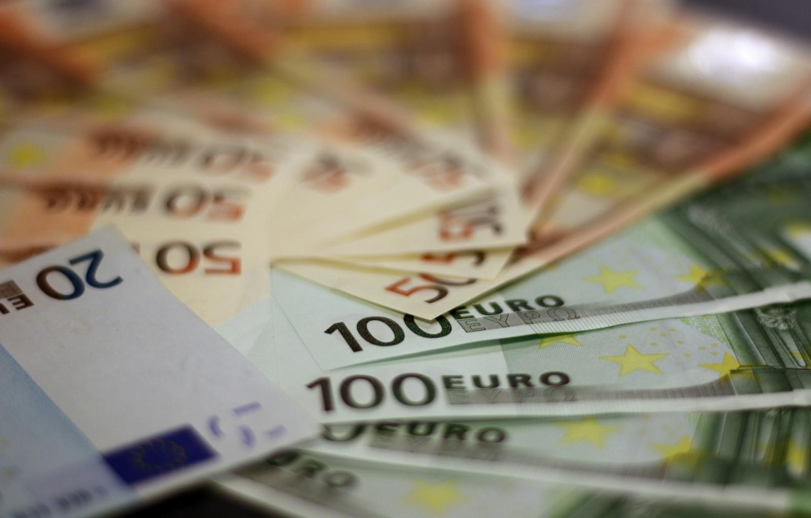 Euro banknotes fanned out symbolizing wealth and finance