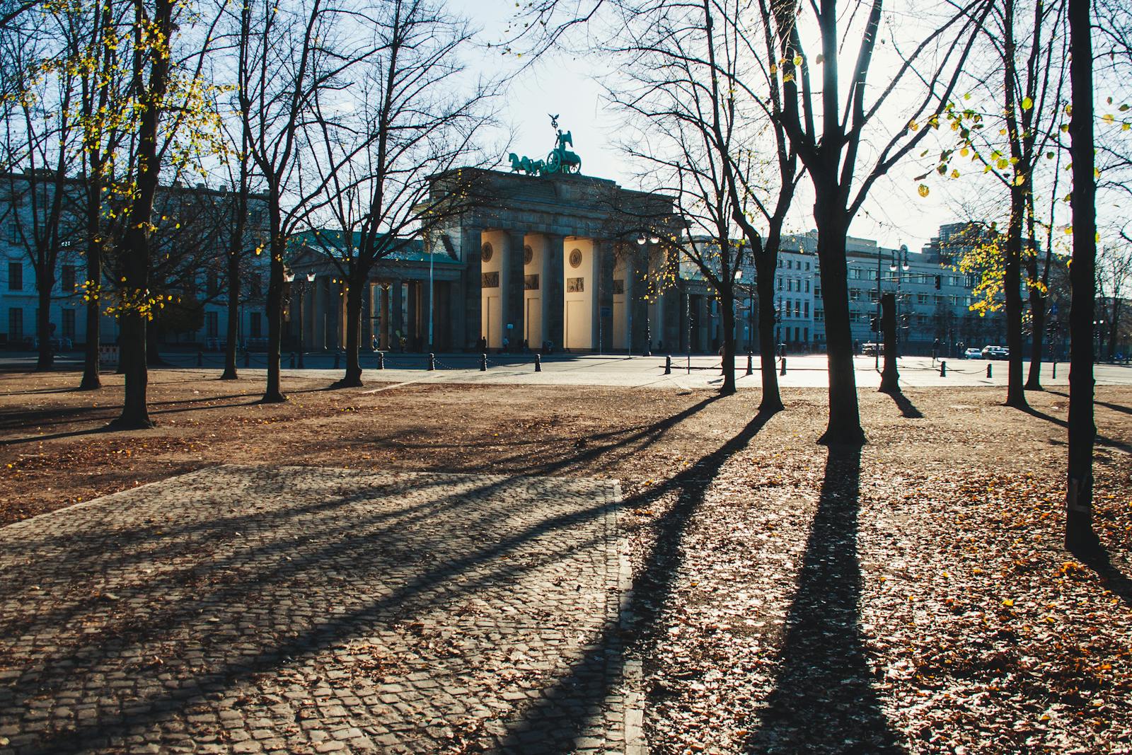 Brandenburg Gate Berlin with autumn leaves