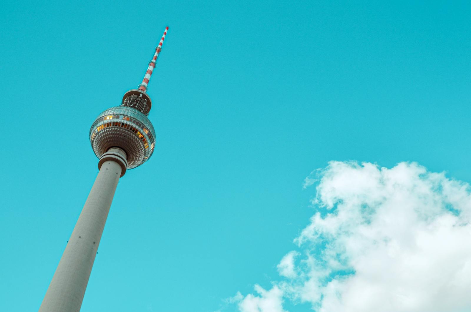 Berlin Fernsehturm TV Tower against blue sky