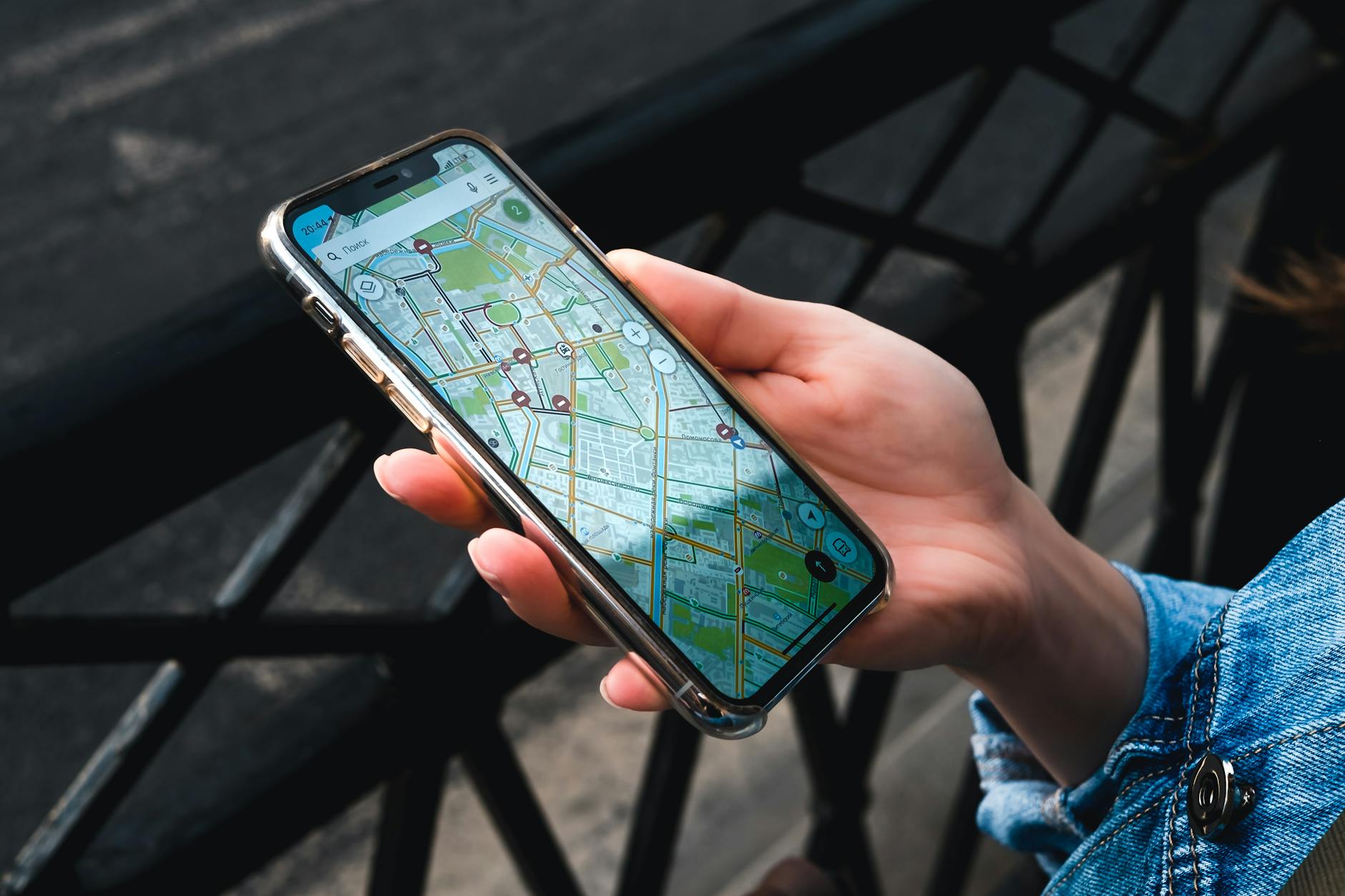 Smartphone with map navigation in Berlin