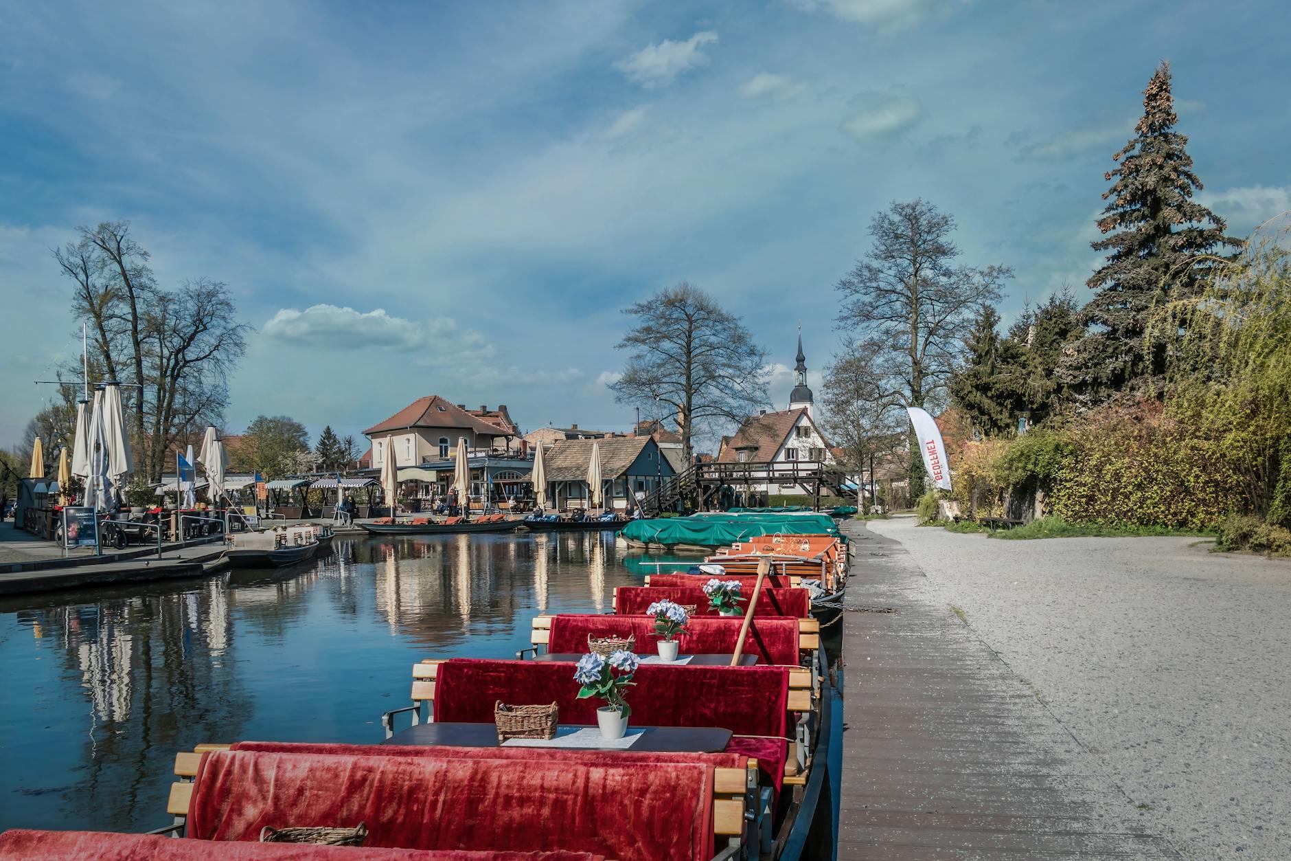 Traditional punt boat Kahn on a Spreewald canal in summer