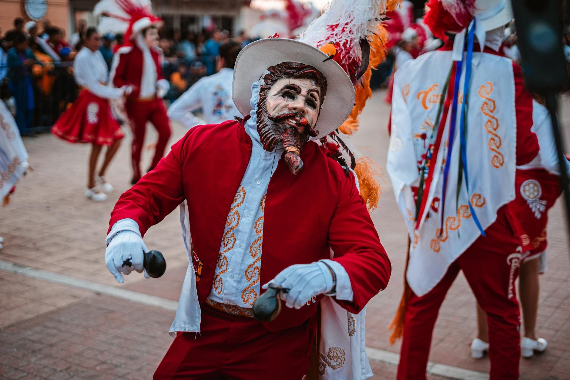 Colorful Carnival of Cultures parade dancers on a Berlin street