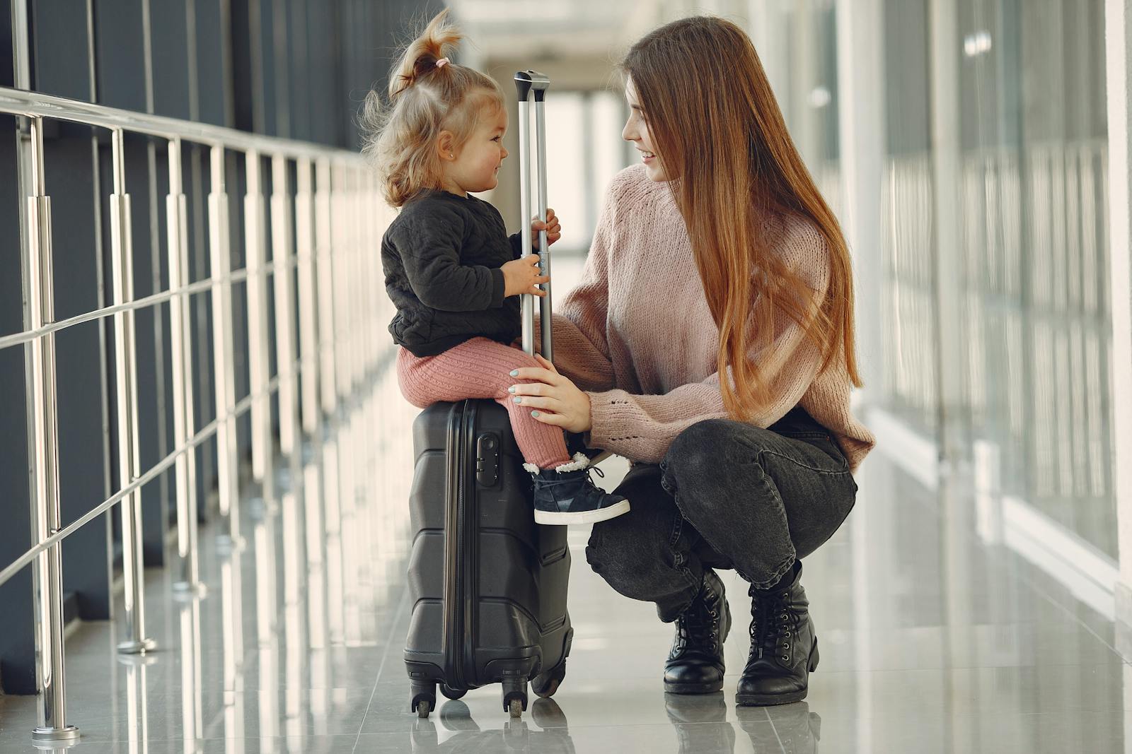 Family travelling together with children