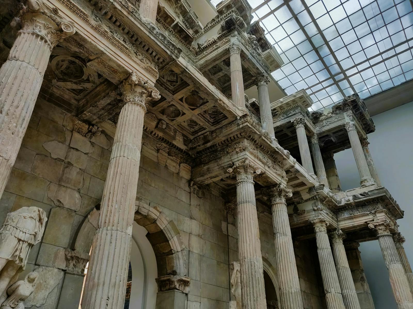 Ancient Roman architectural ruins inside Berlin museum