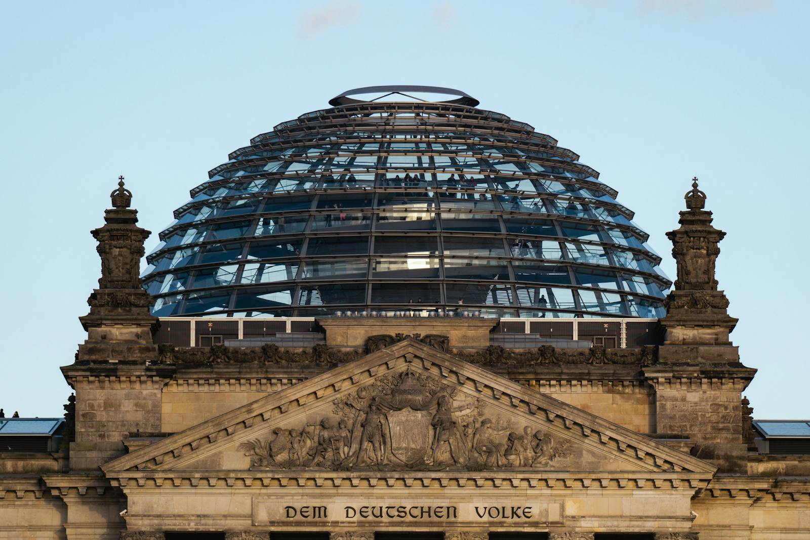 Norman Foster's glass dome on top of the Reichstag building in Berlin
