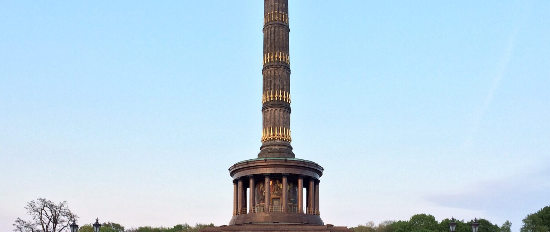 The Siegessäule Victory Column standing on its island at the Großer Stern in Berlin