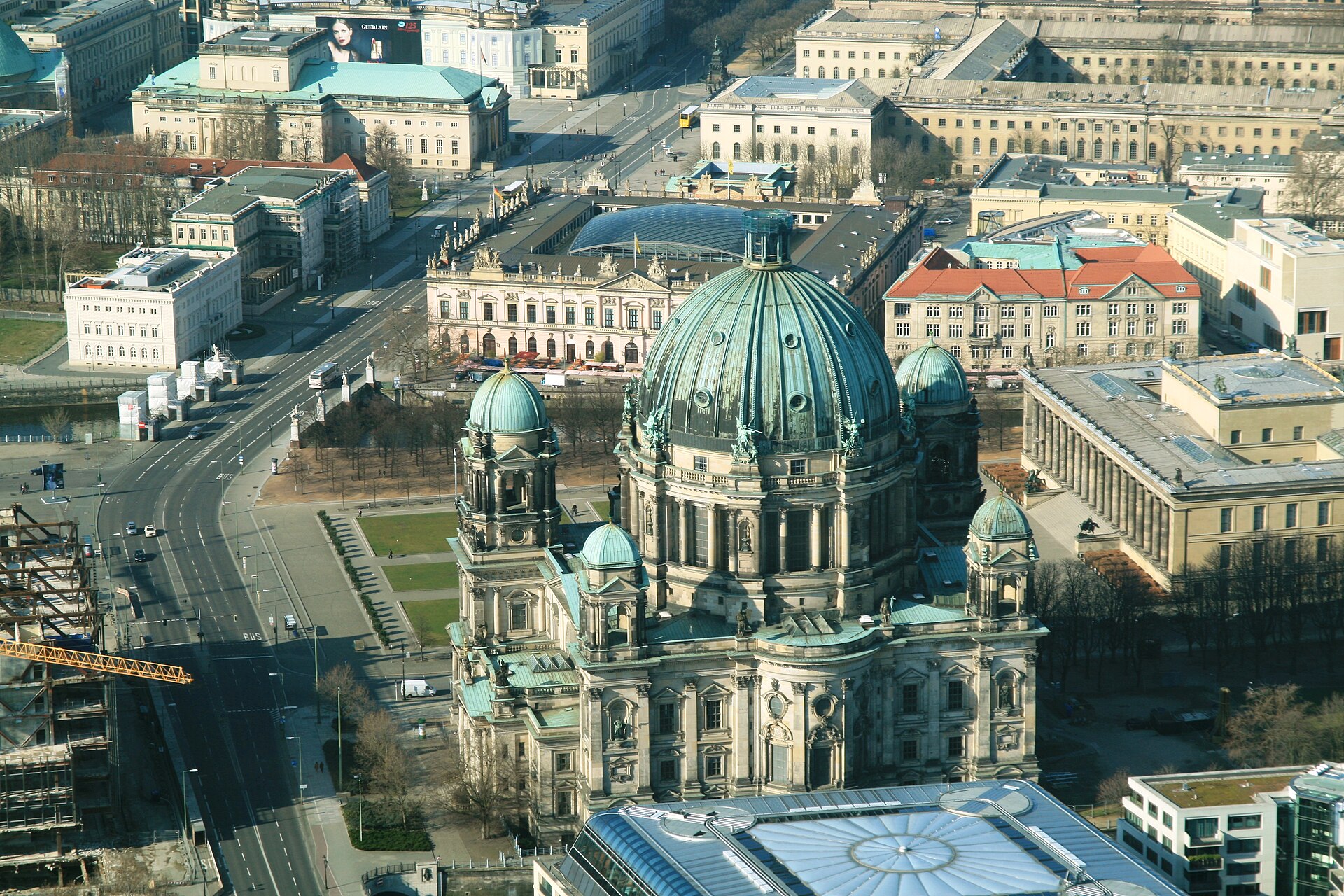 The view from the Berlin TV Tower looking down on the Berliner Dom, Museum Island and Unter den Linden